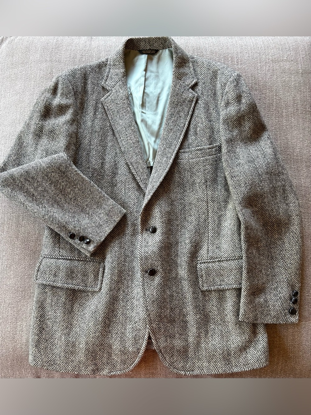 HARRIS TWEED Handwoven Herringbone 100% Virgin Scottish Wool Blazer EUC Sz 46